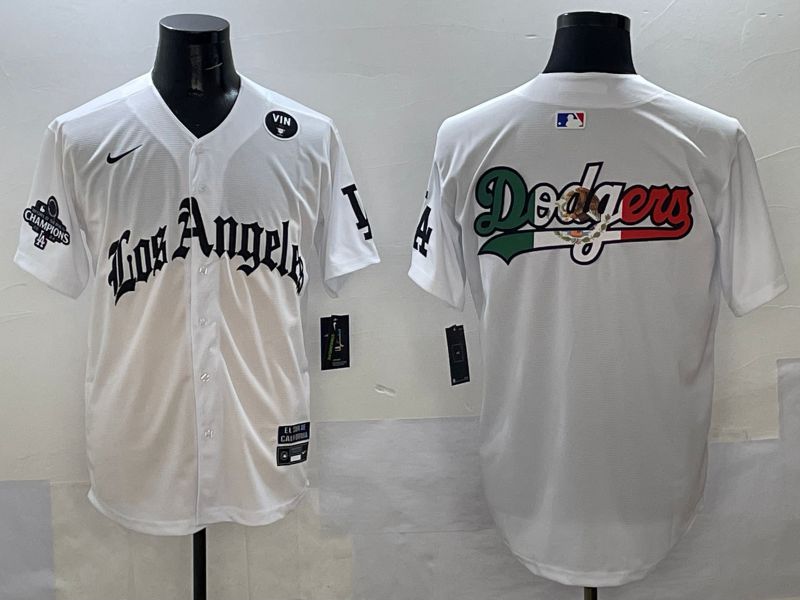 Men Los Angeles Dodgers Blank White Five generations Joint Name 2025 Nike MLB Jersey style 47